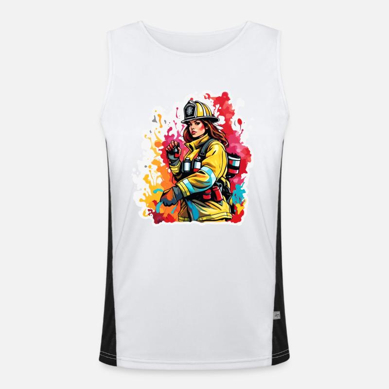 Firefighter / Fire / Fire / Extinguish / Heroine - Men's Functional Contrast Tank Top  - white/black