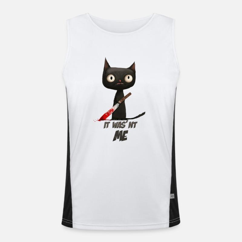 Drôle de chat noir avec couteau - Ce n’était pas moi Débardeur respirant contrasté Homme 