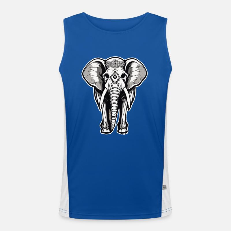 Elefant / Tier / Orientalisch / Blumen / Muster Funktionelles Kontrast-Tank Top für Männer 