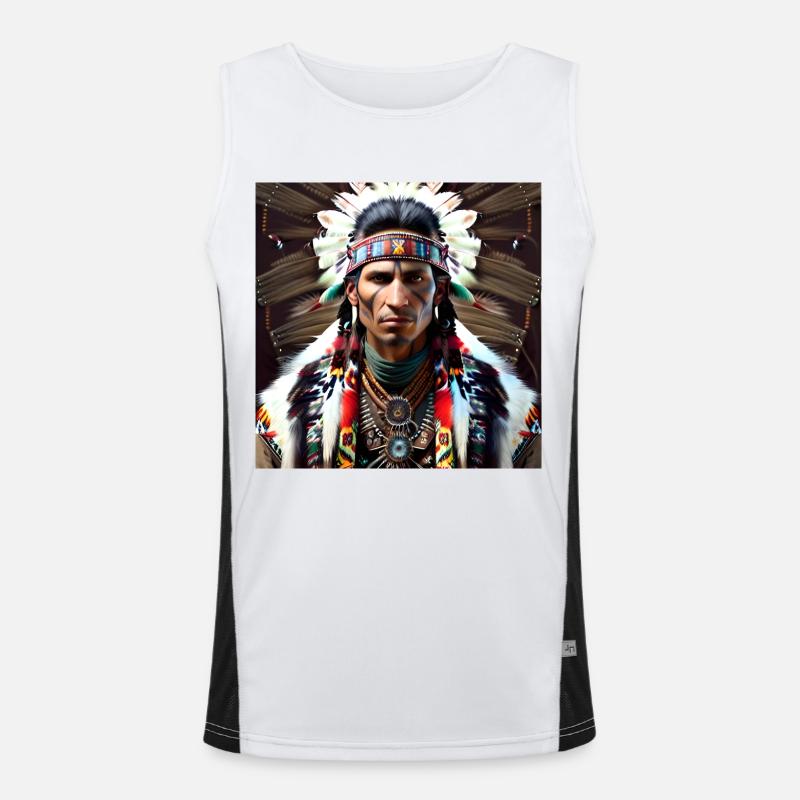 Native American Tribe Chieftain Men's Functional Contrast Tank Top 
