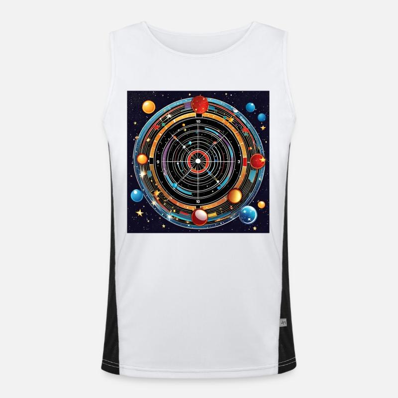 Planetary Precision - Galaxy Dartboard Men's Functional Contrast Tank Top 