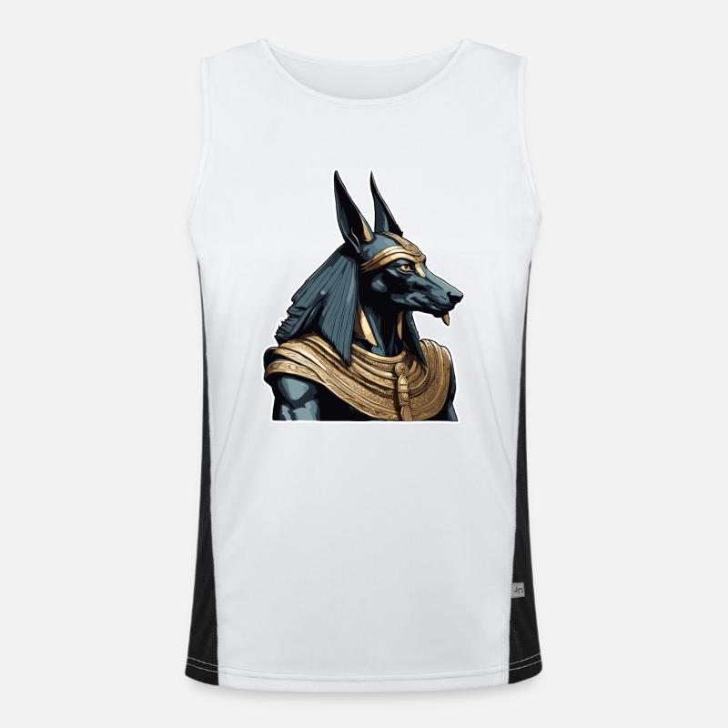 Egypt / Pharaoh / Mummies / Hieroglyphics / Sphinx - Men's Functional Contrast Tank Top  - white/black