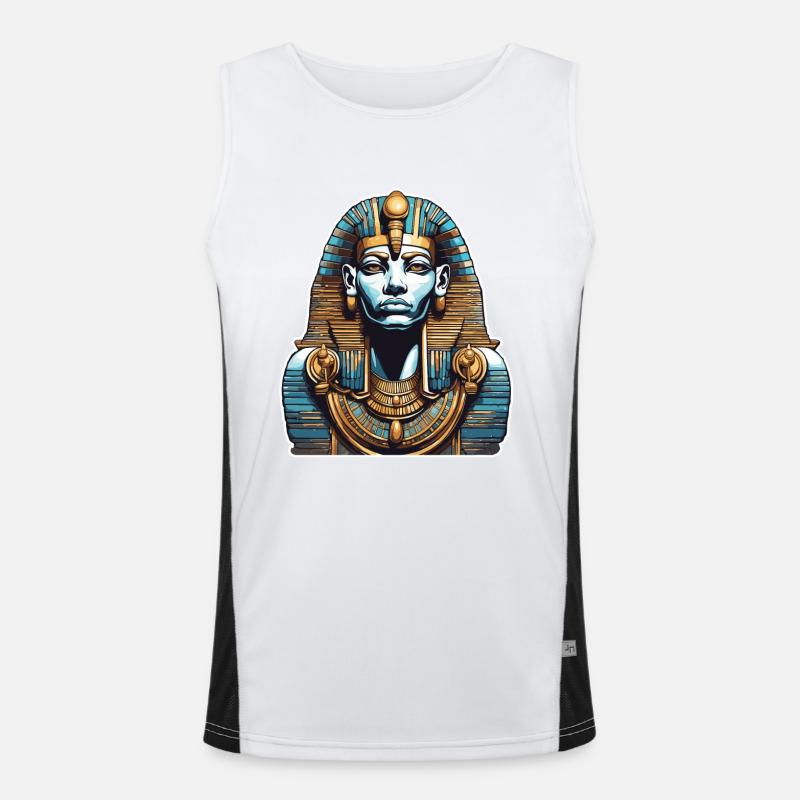 Egypt / Pharaoh / Mummies / Hieroglyphics / Sphinx - Men's Functional Contrast Tank Top  - white/black