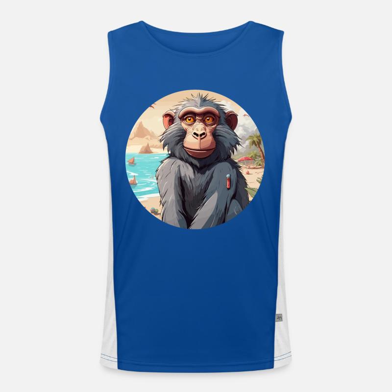Monkey / Animal / Zoo / Babian / Wild / Comic Men's Functional Contrast Tank Top 