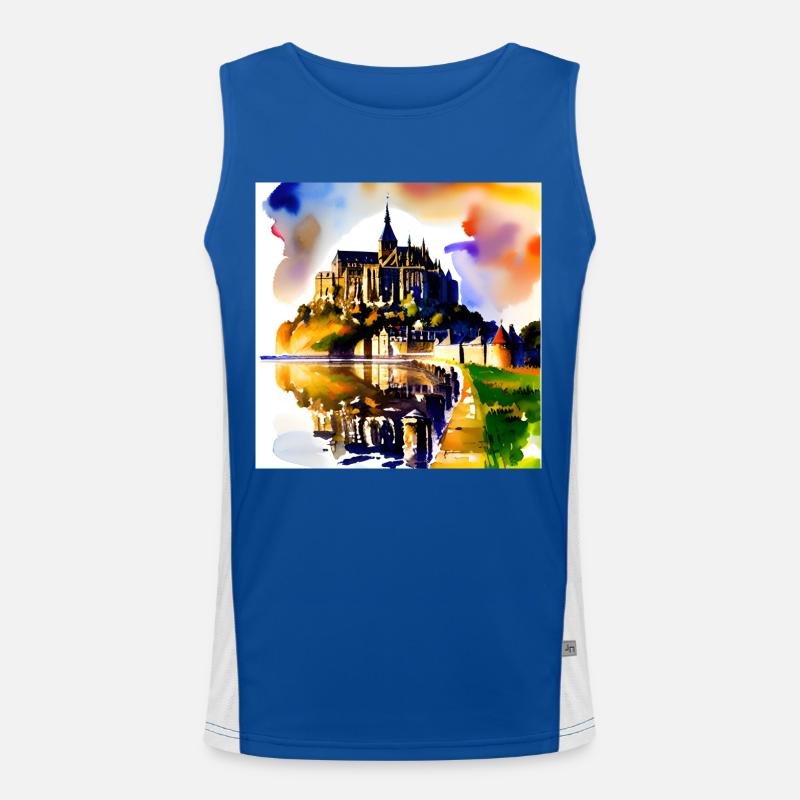 Mont Saint Michel, Frankreich Funktionelles Kontrast-Tank Top für Männer 