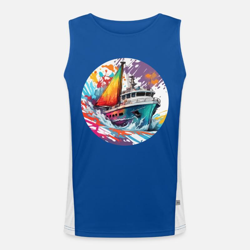 Pirate Ship / Boat / Sea / Ocean / Waves Men's Functional Contrast Tank Top 