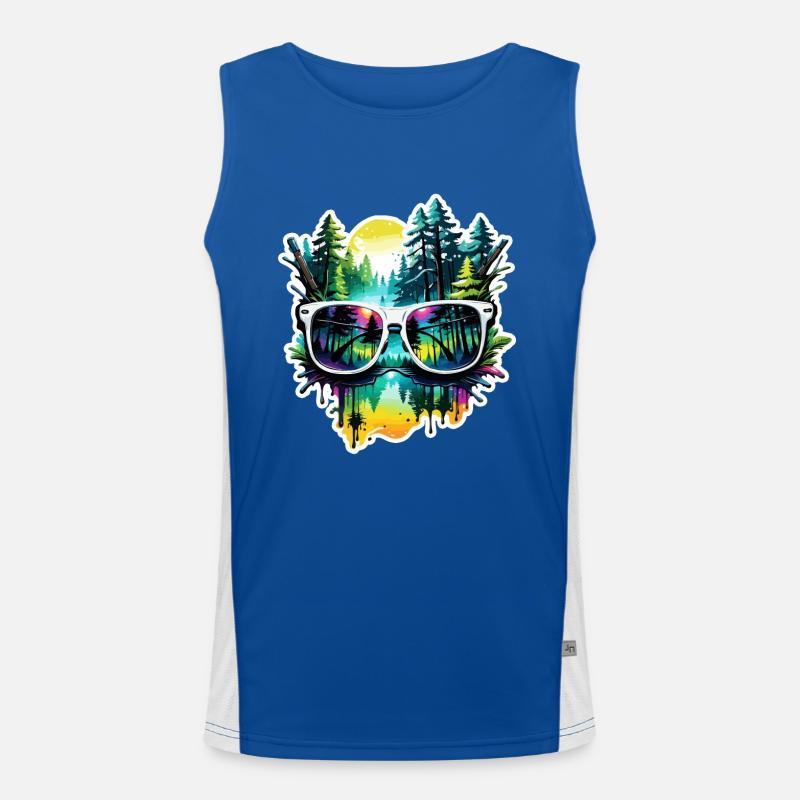 Sonnenbrille / Reflektion / Wald / Spiegelung Funktionelles Kontrast-Tank Top für Männer 