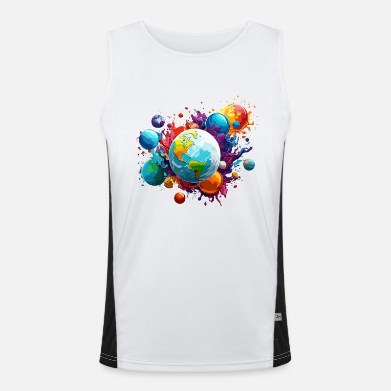 Planets / Solar System / Space / Galaxy - Men's Functional Contrast Tank Top - white/black