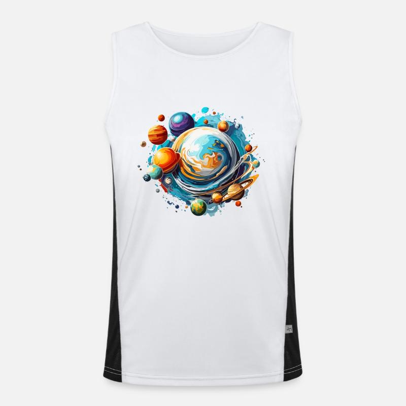 Planets / Solar System / Space / Galaxy - Men's Functional Contrast Tank Top - white/black