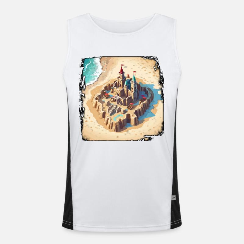Château de sable / Construction / Jouer / Château / Vacances Débardeur respirant contrasté Homme 