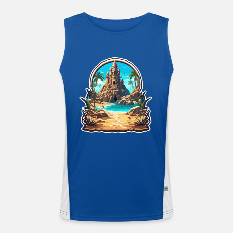 Château de sable / Construction / Jouer / Château / Vacances Débardeur respirant contrasté Homme 