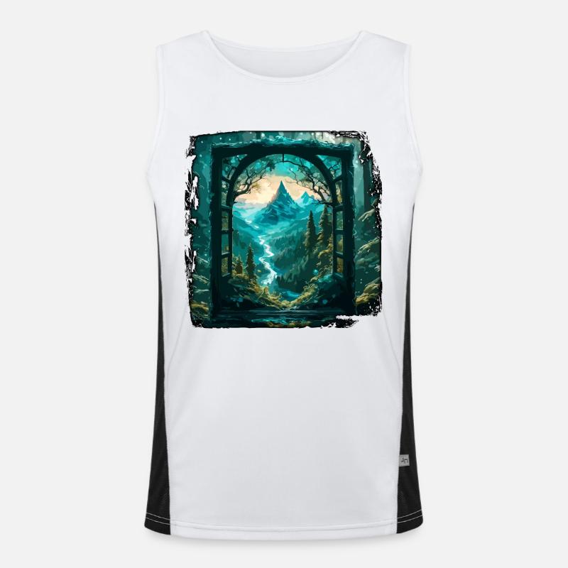 Window in the Forest / Trees / View / Wilderness Men's Functional Contrast Tank Top 