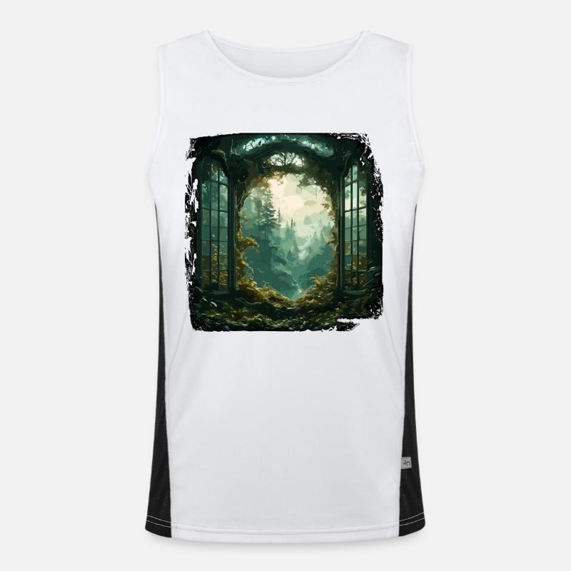 Window in the Forest / Trees / View / Wilderness Men's Functional Contrast Tank Top 