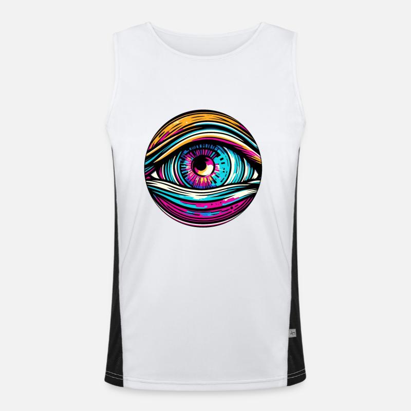 Psychedelic / Auge / Psychobilly / Comic / bunt Funktionelles Kontrast-Tank Top für Männer 