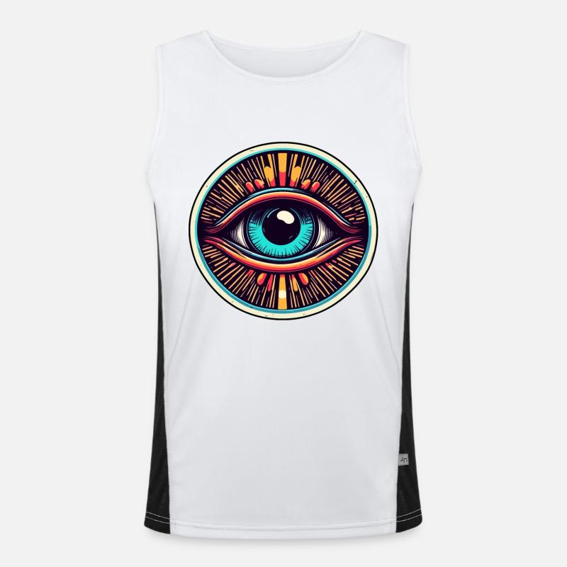 Psychedelic / Auge / Psychobilly / Comic / bunt Funktionelles Kontrast-Tank Top für Männer 