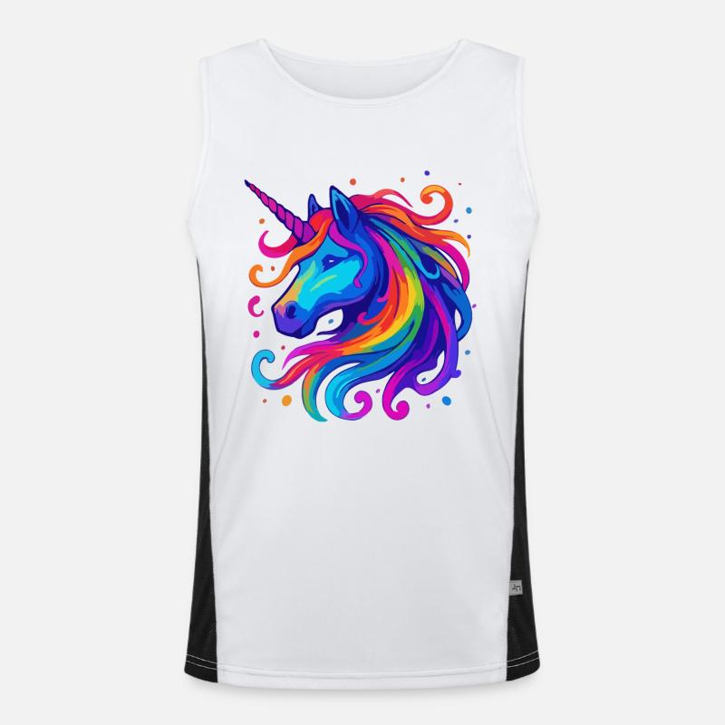 Regenbogen Einhorn Funktionelles Kontrast-Tank Top für Männer 
