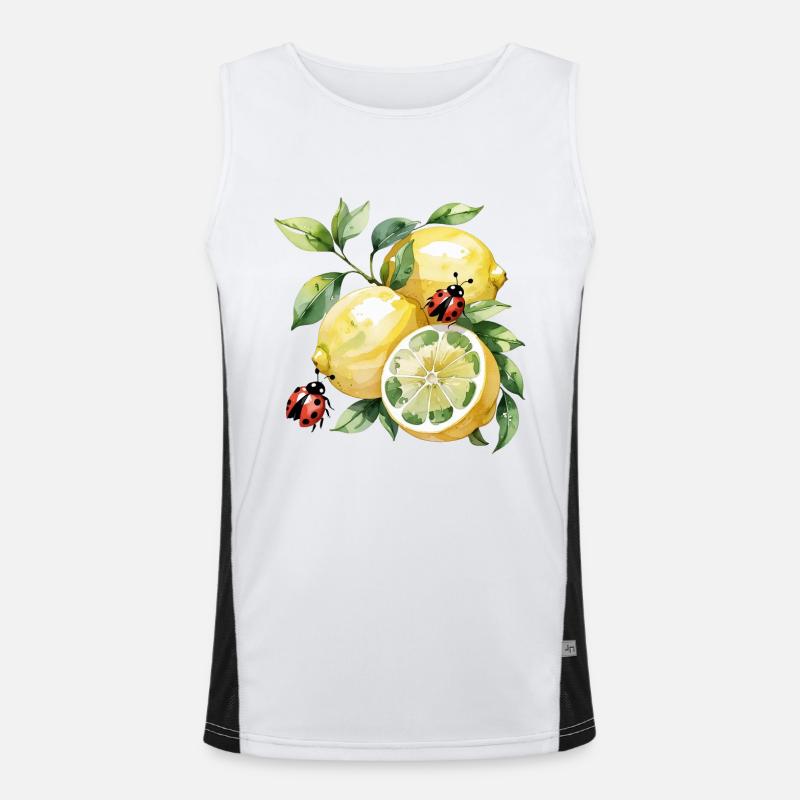Cheerful Lemon Ladybug Pattern Men's Functional Contrast Tank Top 