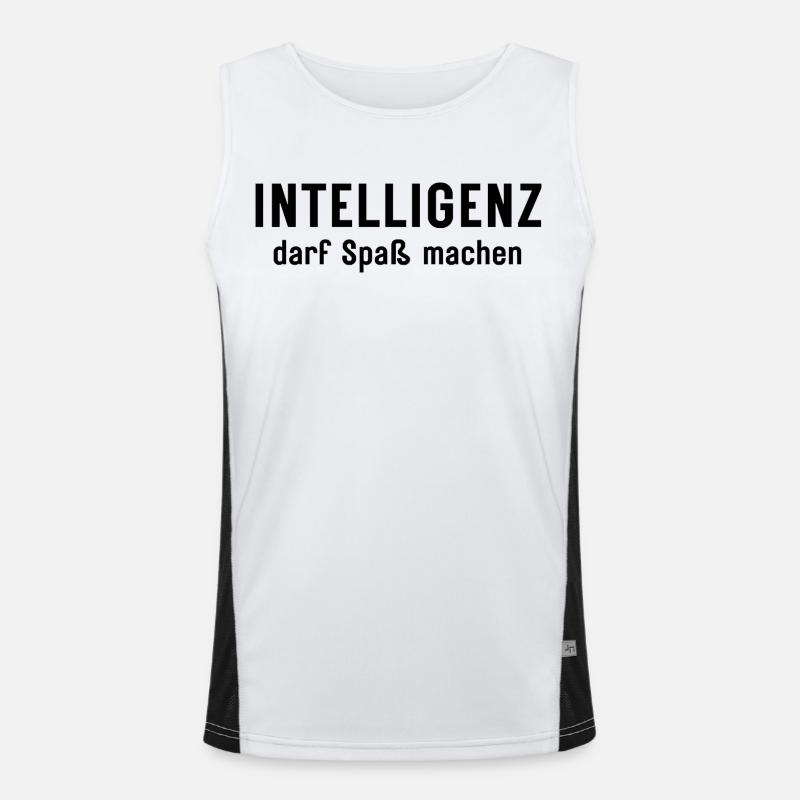 Intelligence can be fun Statement Design - Men's Functional Contrast Tank Top  - white/black