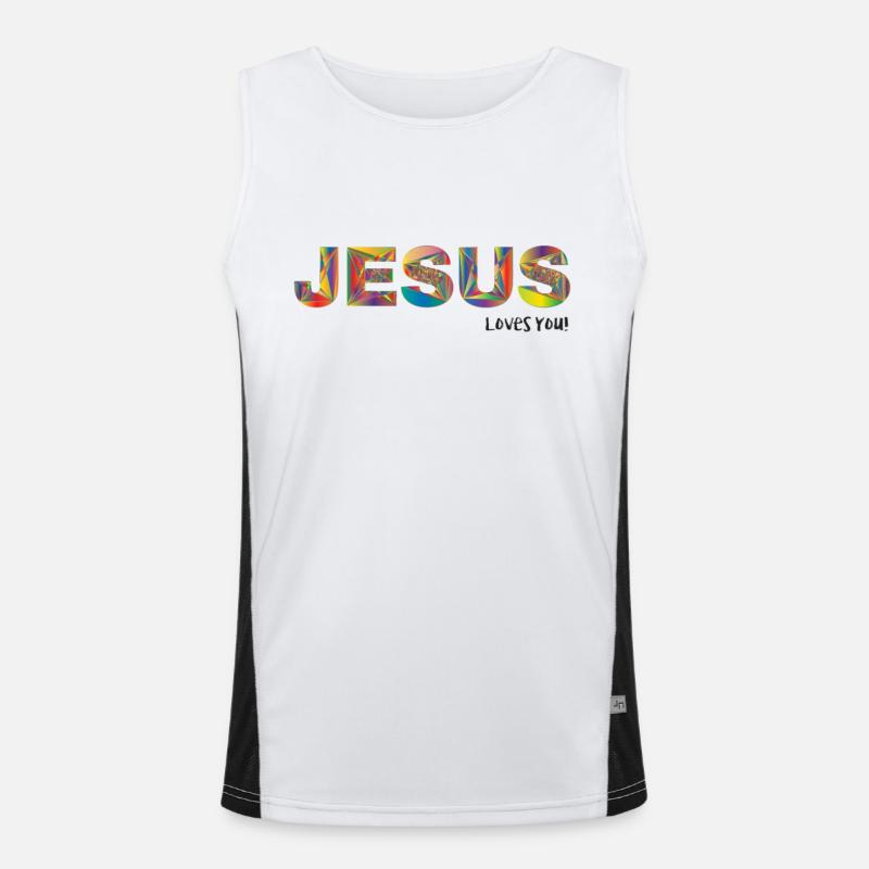 Jesus Loves You Men's Functional Contrast Tank Top 