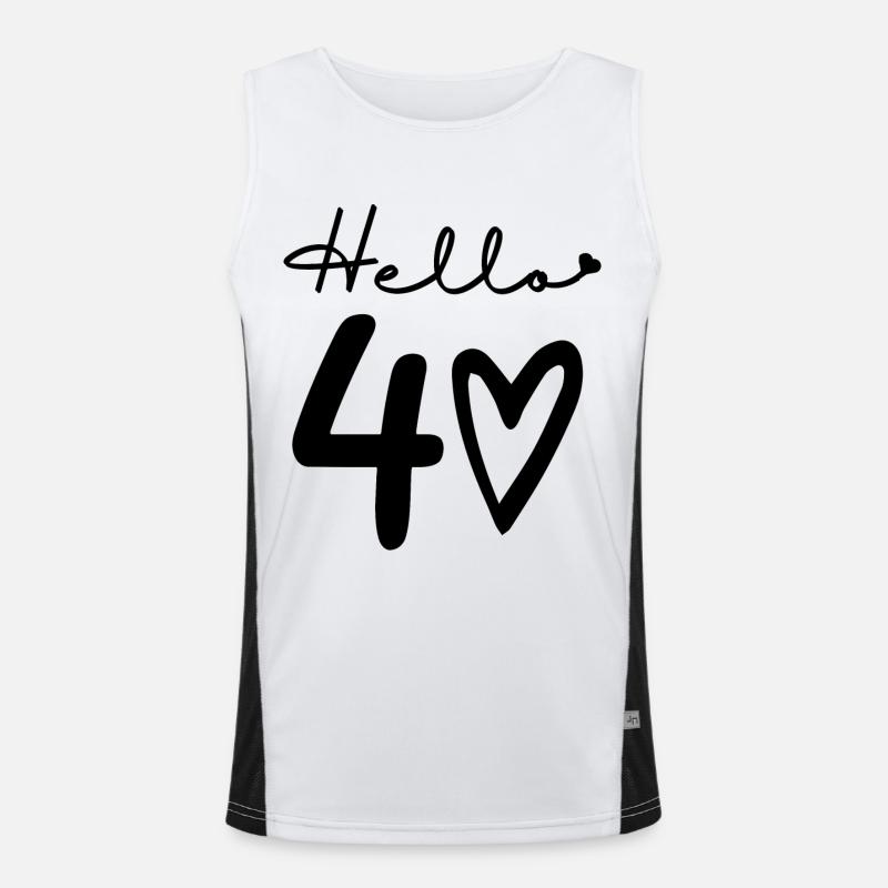Hallo 40. 40. Geburtstag Funktionelles Kontrast-Tank Top für Männer 