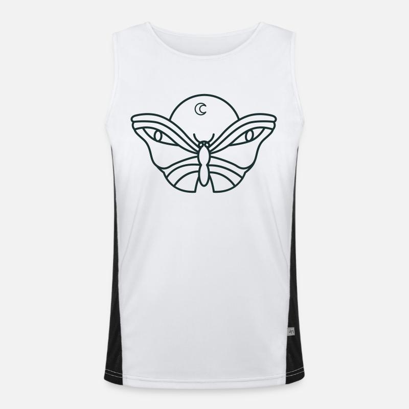 Night moon moth with eyes Men's Functional Contrast Tank Top 