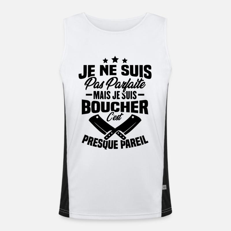 Je Ne Suis Pas Parfaite Mais Je Suis Boucher Débardeur respirant contrasté Homme 