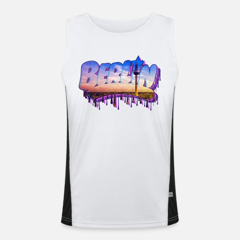 Berlin Graffiti Schriftzug Funktionelles Kontrast-Tank Top für Männer 