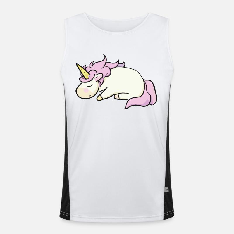 Sleeping Unicorn Lazy Lazing Gift Idea Débardeur respirant contrasté Homme 