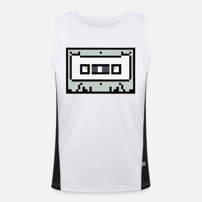 Cassette Idée cadeau rétro pixélisée Débardeur respirant contrasté Homme 