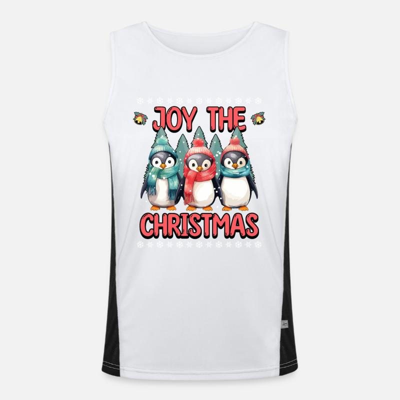 Pingouins de Noël écharpe chapeau arbre de Noël mignon Débardeur respirant contrasté Homme 
