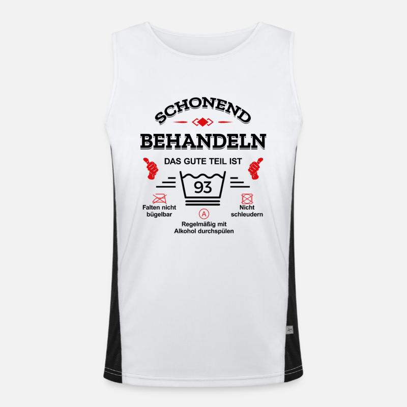 HANDLE MIT SORGFALT – 93 JAHRE PERFEKTION Funktionelles Kontrast-Tank Top für Männer 