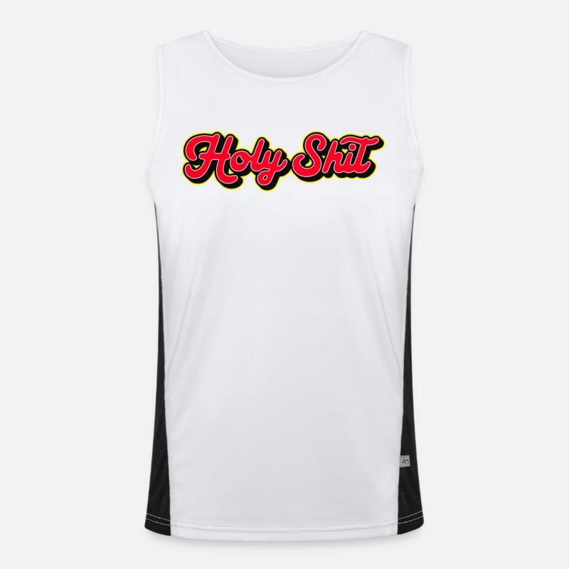 Holy Shit 3D Red Script - Men's Functional Contrast Tank Top  - white/black