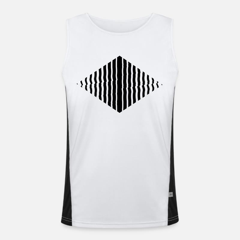 Rhombus shape line pattern many strokes Men's Functional Contrast Tank Top 
