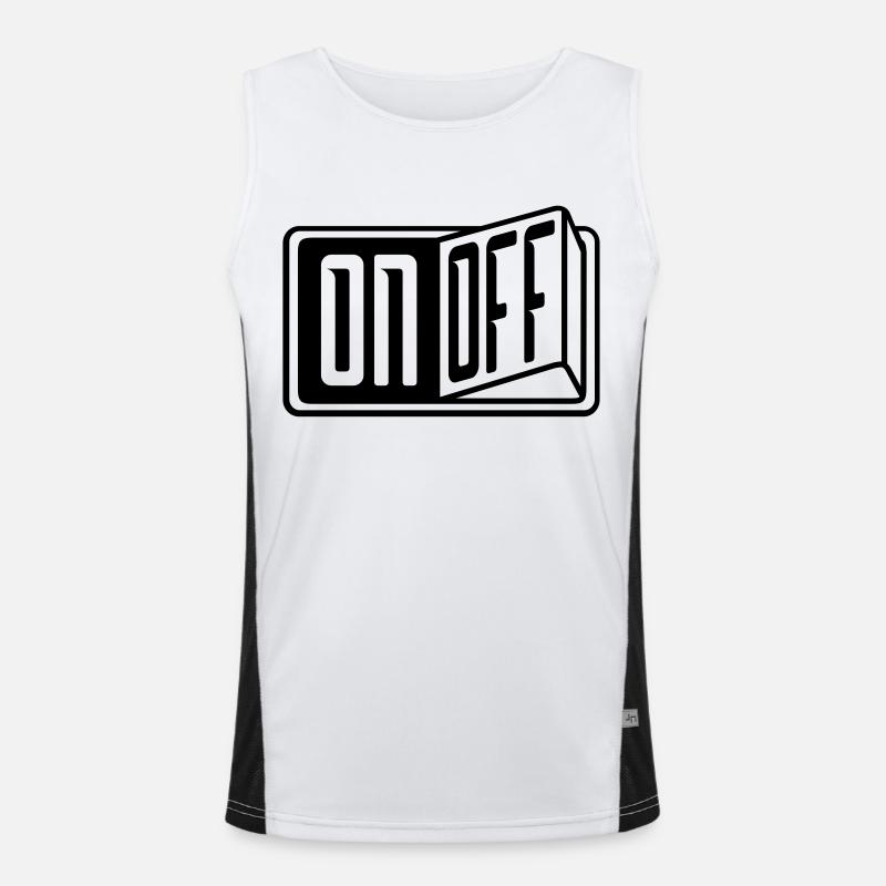 switch on off button turn on off Men's Functional Contrast Tank Top 