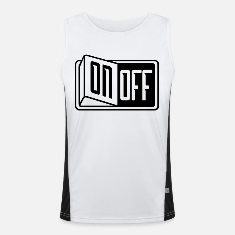 turn off off on switch button switch on Men's Functional Contrast Tank Top 