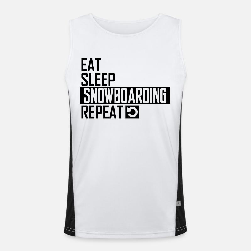 eat sleep snowboarding Funktionelles Kontrast-Tank Top für Männer 