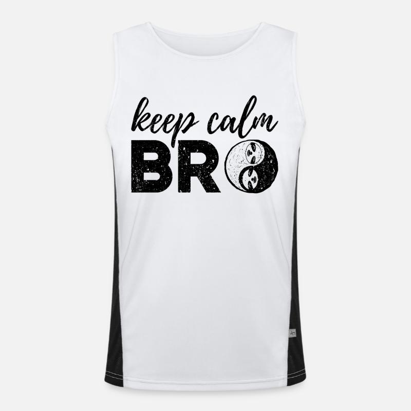 Keep Calm Bro Frieden Humor Langsam Calm Down Funktionelles Kontrast-Tank Top für Männer 