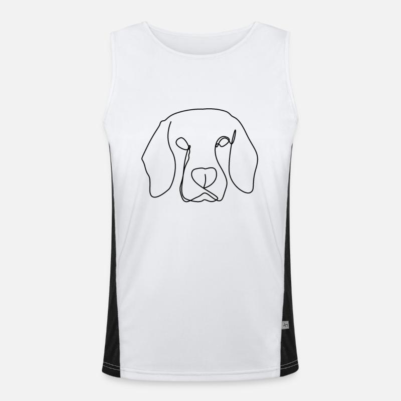 Hundekopf stilisiert - One-Liner Kunst Funktionelles Kontrast-Tank Top für Männer 