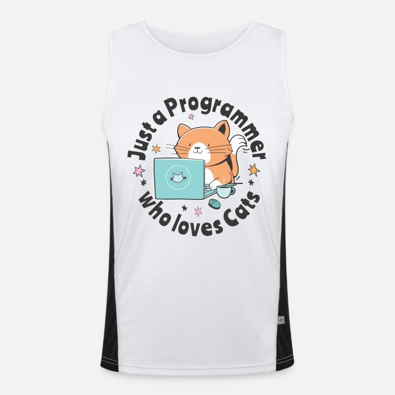 Just a programmer who loves cats Men's Functional Contrast Tank Top 