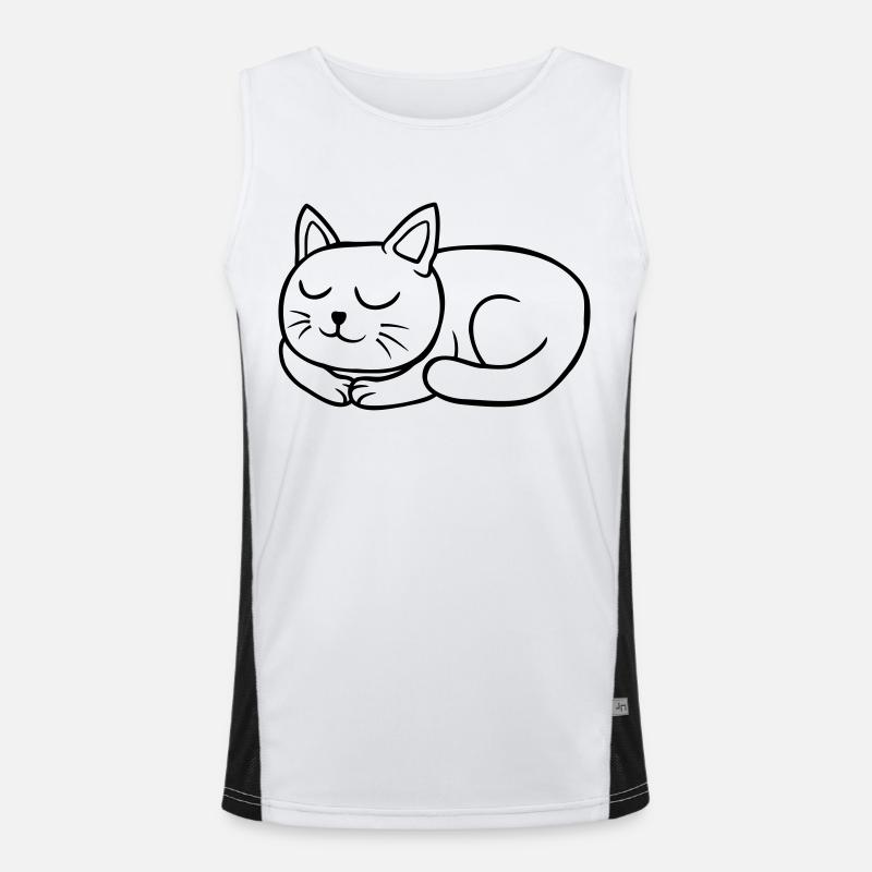 Comic dear cat sleeping - Men's Functional Contrast Tank Top  - white/black