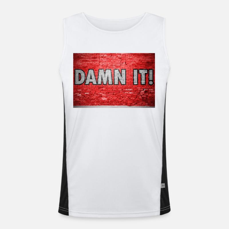 Damn It Brick Wall Graffiti - Men's Functional Contrast Tank Top  - white/black