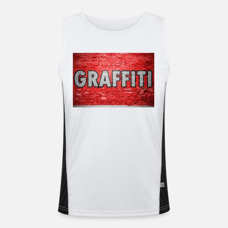 Graffiti Ziegelsteinmauer Funktionelles Kontrast-Tank Top für Männer 