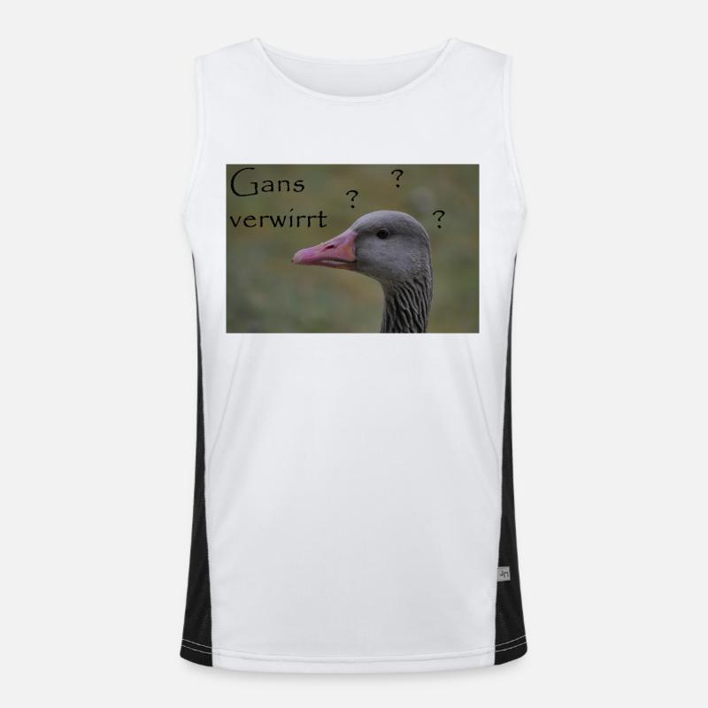 Gans verwirrt - witziger Spruch Funktionelles Kontrast-Tank Top für Männer 