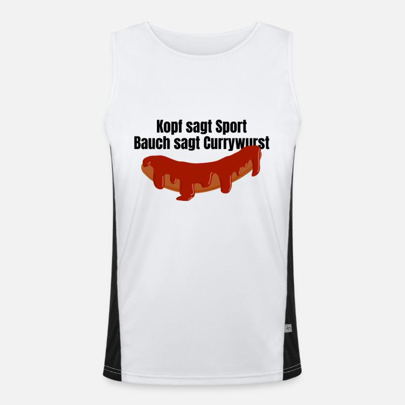 Kopf sagt Sport Bauch sagt Currywurst - Spruch Funktionelles Kontrast-Tank Top für Männer 