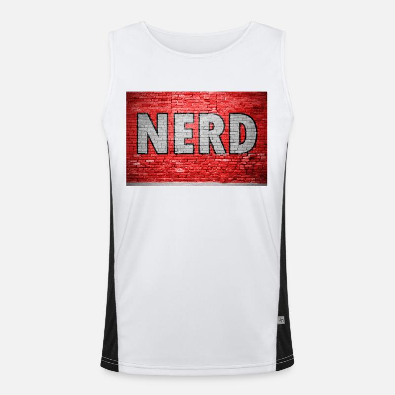 Nerd Graffiti on Brick Wall - Men's Functional Contrast Tank Top  - white/black