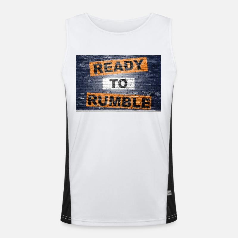 Ready to Rumble saying lettering Graffiti on Brick Men's Functional Contrast Tank Top 