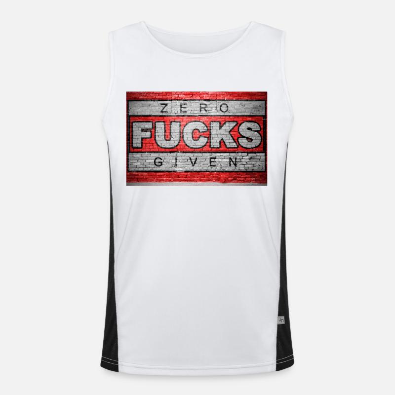 Zero Fucks Given Ziegelsteinmauer Graffiti Funktionelles Kontrast-Tank Top für Männer 