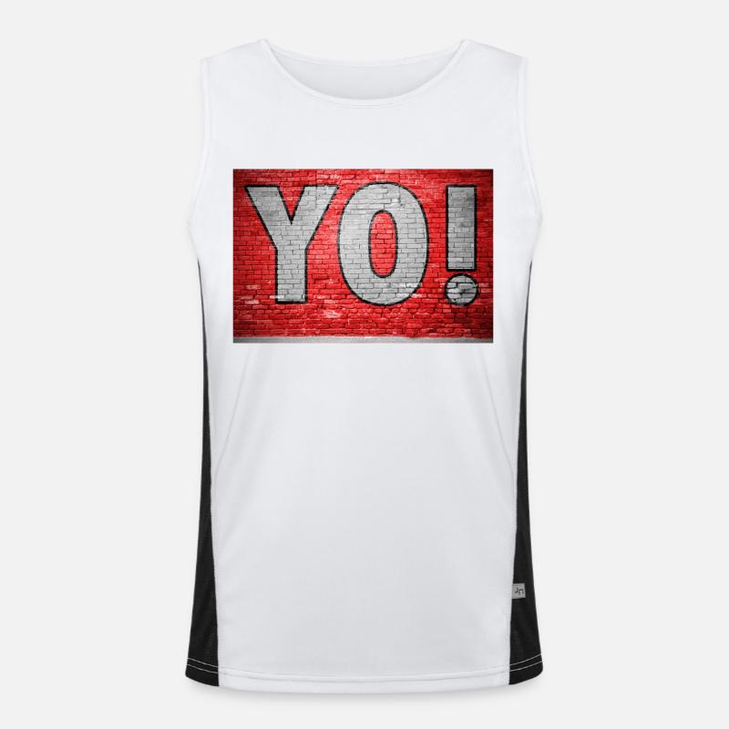 Yo! Brick Wall Graffiti Men's Functional Contrast Tank Top 