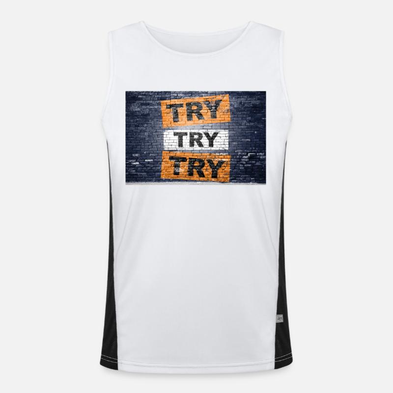 Try try try saying lettering Men's Functional Contrast Tank Top 