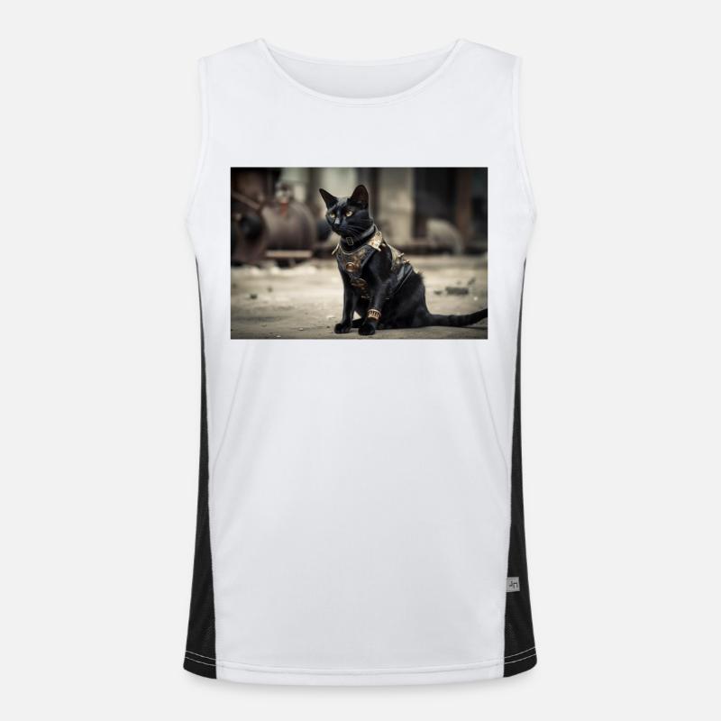Cat Black Funktionelles Kontrast-Tank Top für Männer 